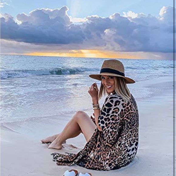 Leopard Print Swim Cover-Up animal print boho cover up festivals - Picture 4 of 5